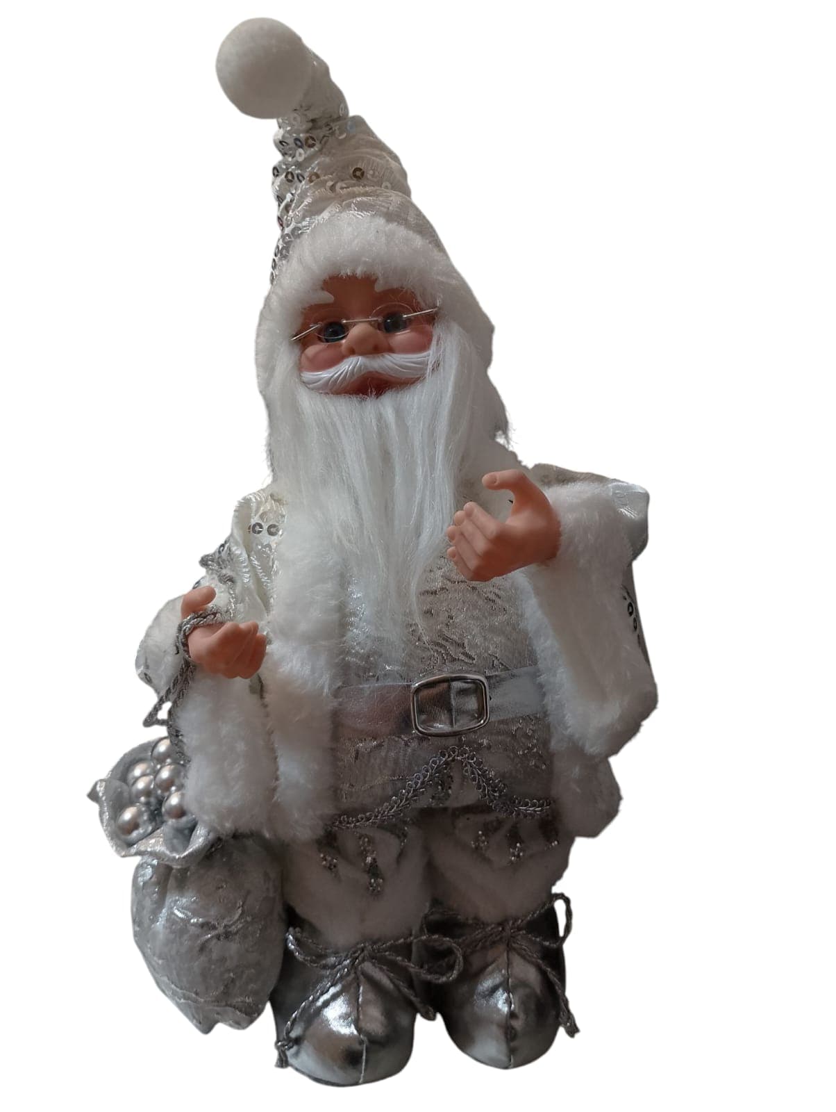 Muñeco Santa Plateado Navidad Burica Modelo 101677