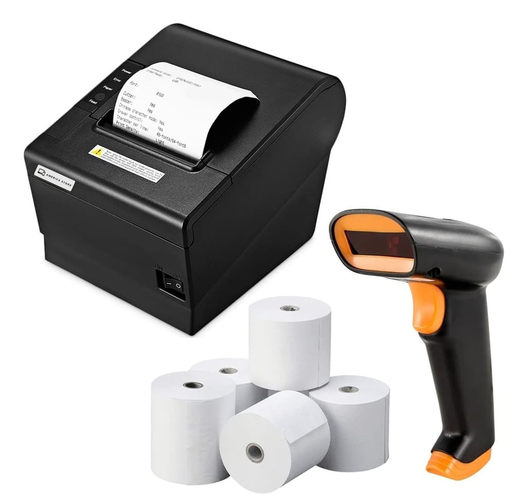 Combo Impresora Térmica 80mm + 5 Rollos + Lector De Códigos