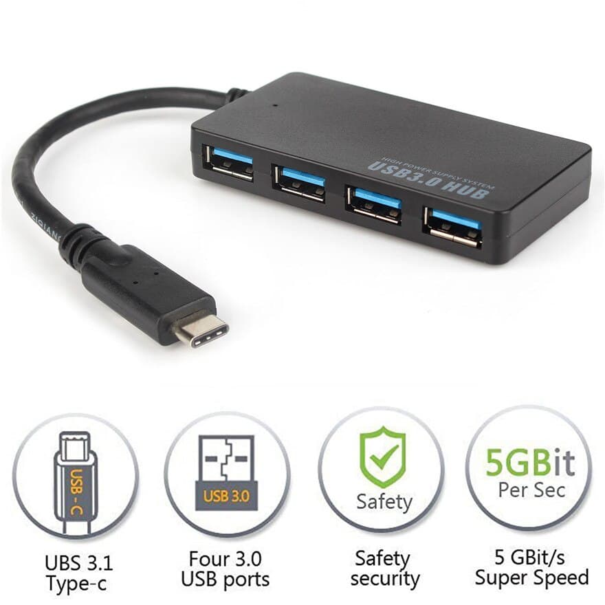 Hub Usb Tipo C 3.0 Para Macbook Air Touch Bar 4 Puertos