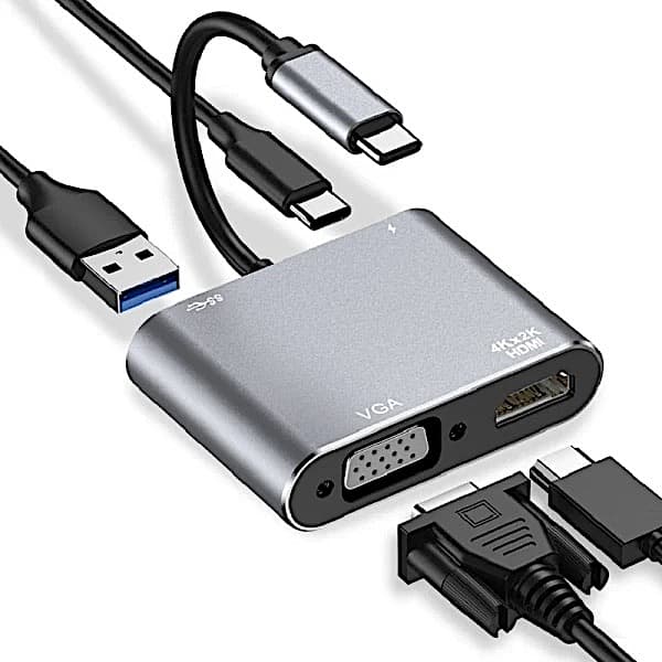 Hub Adaptador Tipo C Usb-c A Hmi Vga Usb 3.0 4 En 1