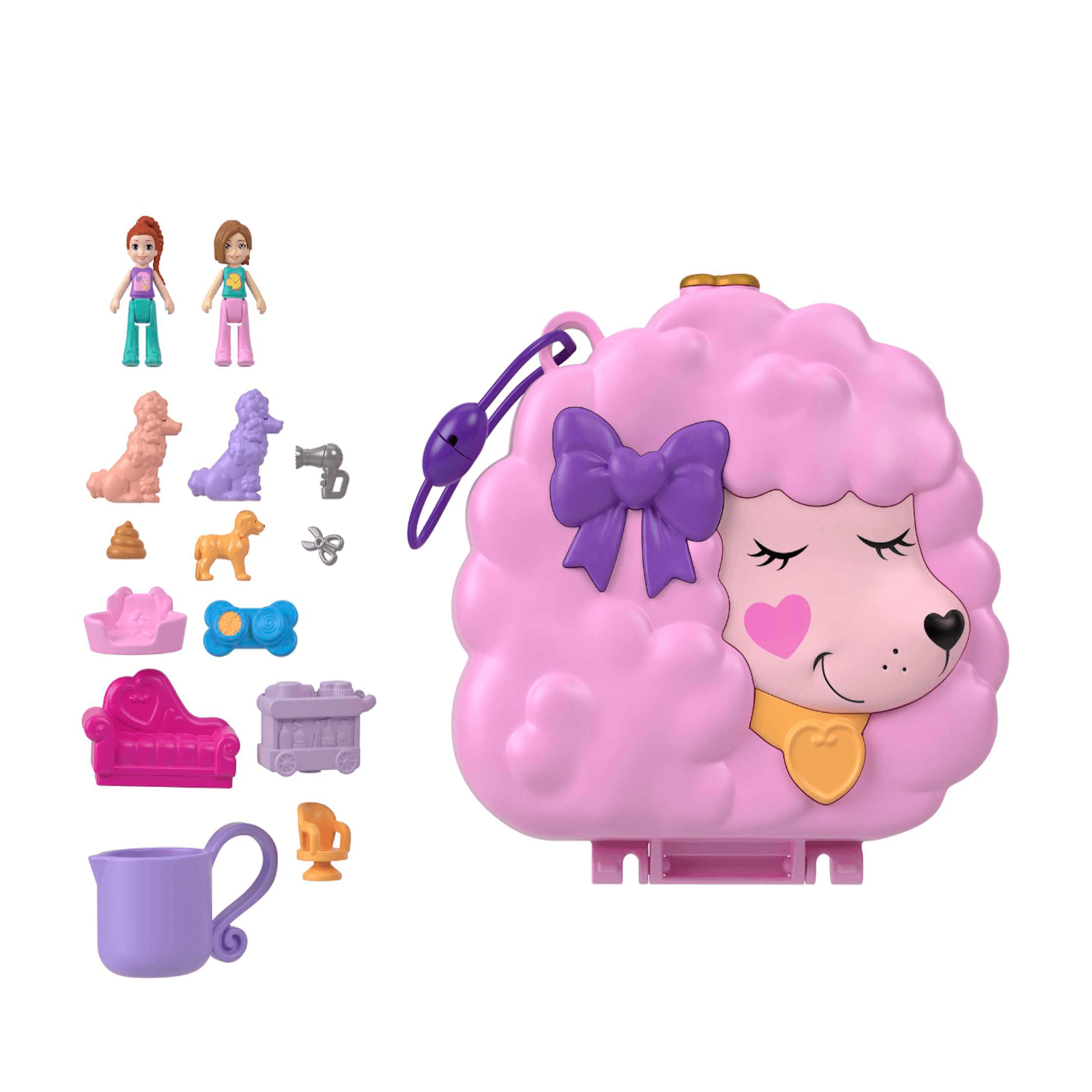 Set De Polly Pocket Groom & Glam Poodle Cambio De Color