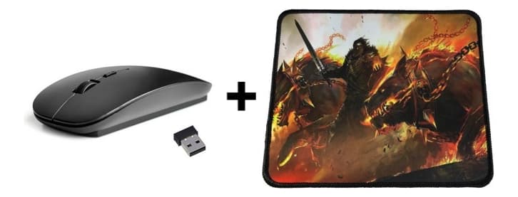 Mouse Inalámbrico Ultra Delgado + Pad Mouse Antideslisante