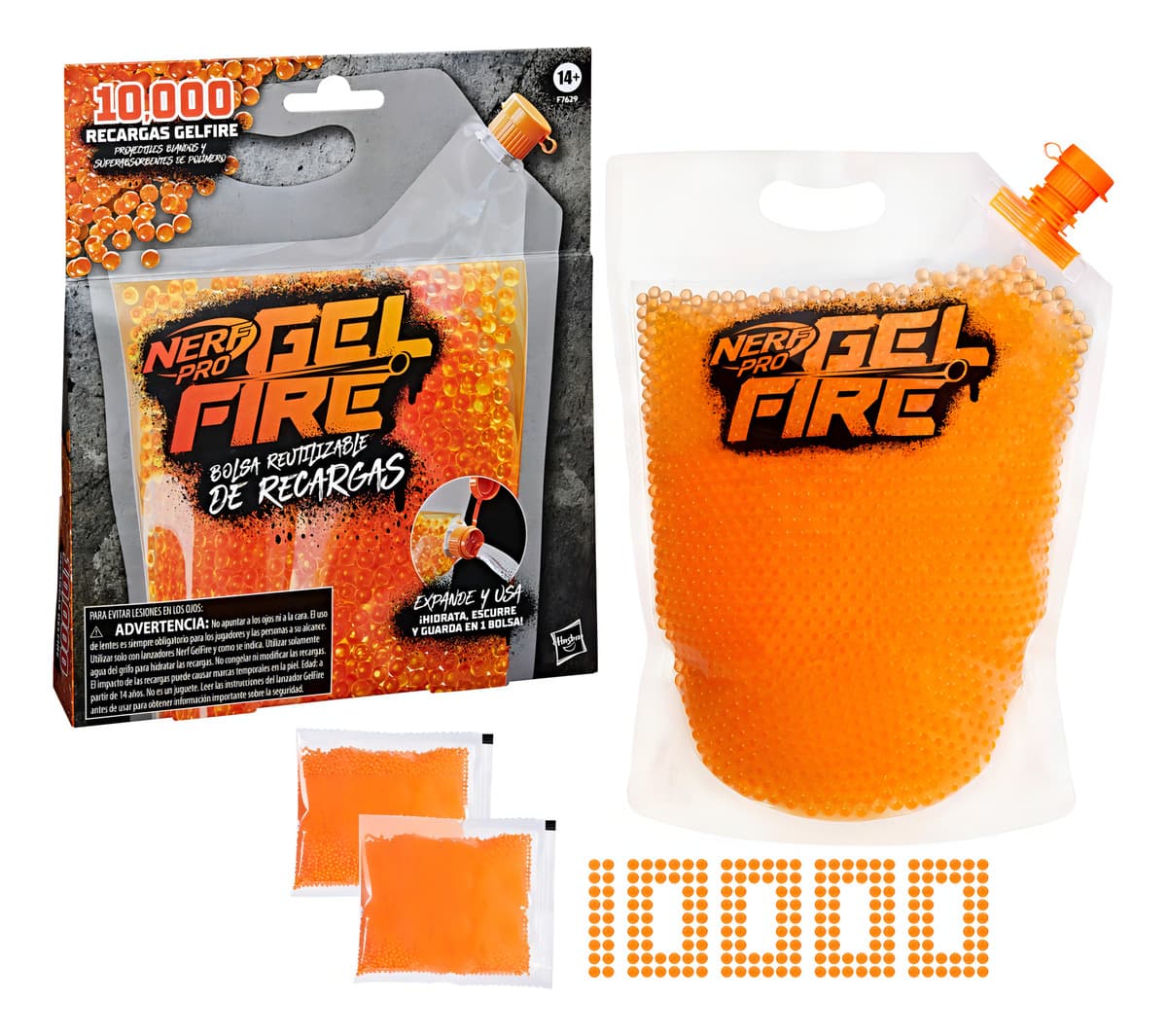Repuesto Nerf Pro Gelfire 10.000 Recargas Naranja