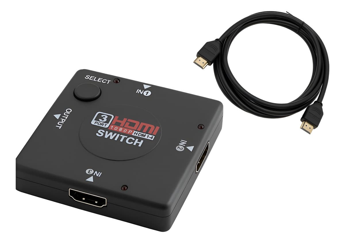 Switch Multipuerto Hdmi 3 Entradas Y 1 Salida + Cable 1.50m