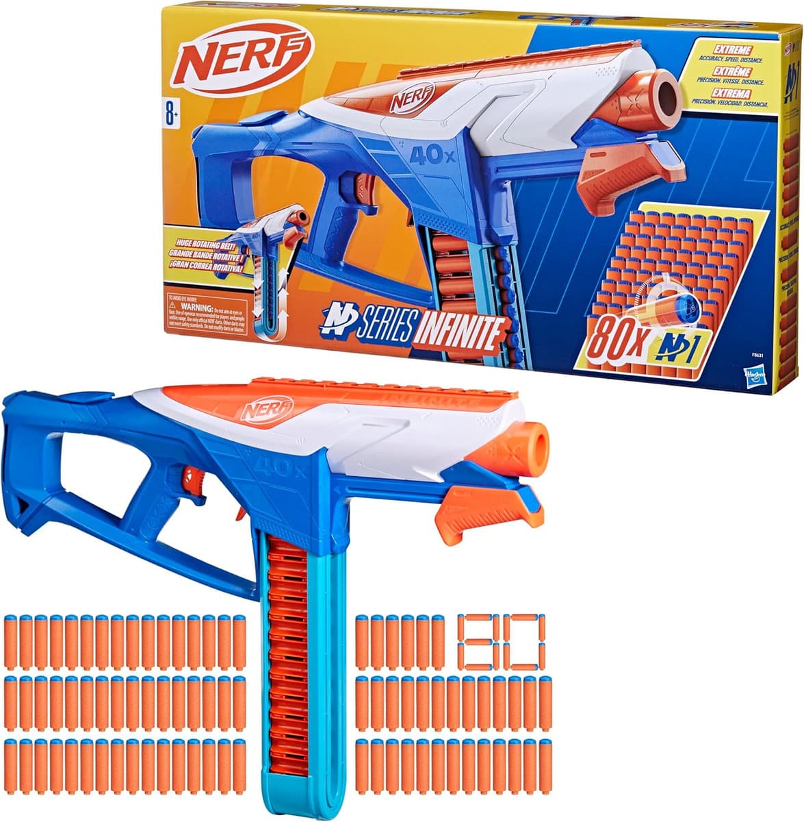 Lanzador De Dardos Nerf N Series Infinite 80 Dardos Multicolor