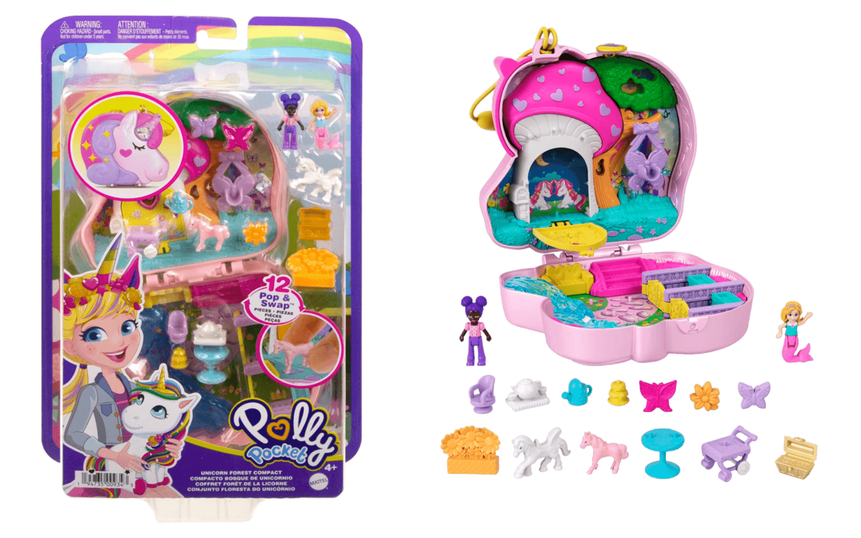 Set Polly Pocket Estuche Unicornio Fiesta En El Bosque Hcg20
