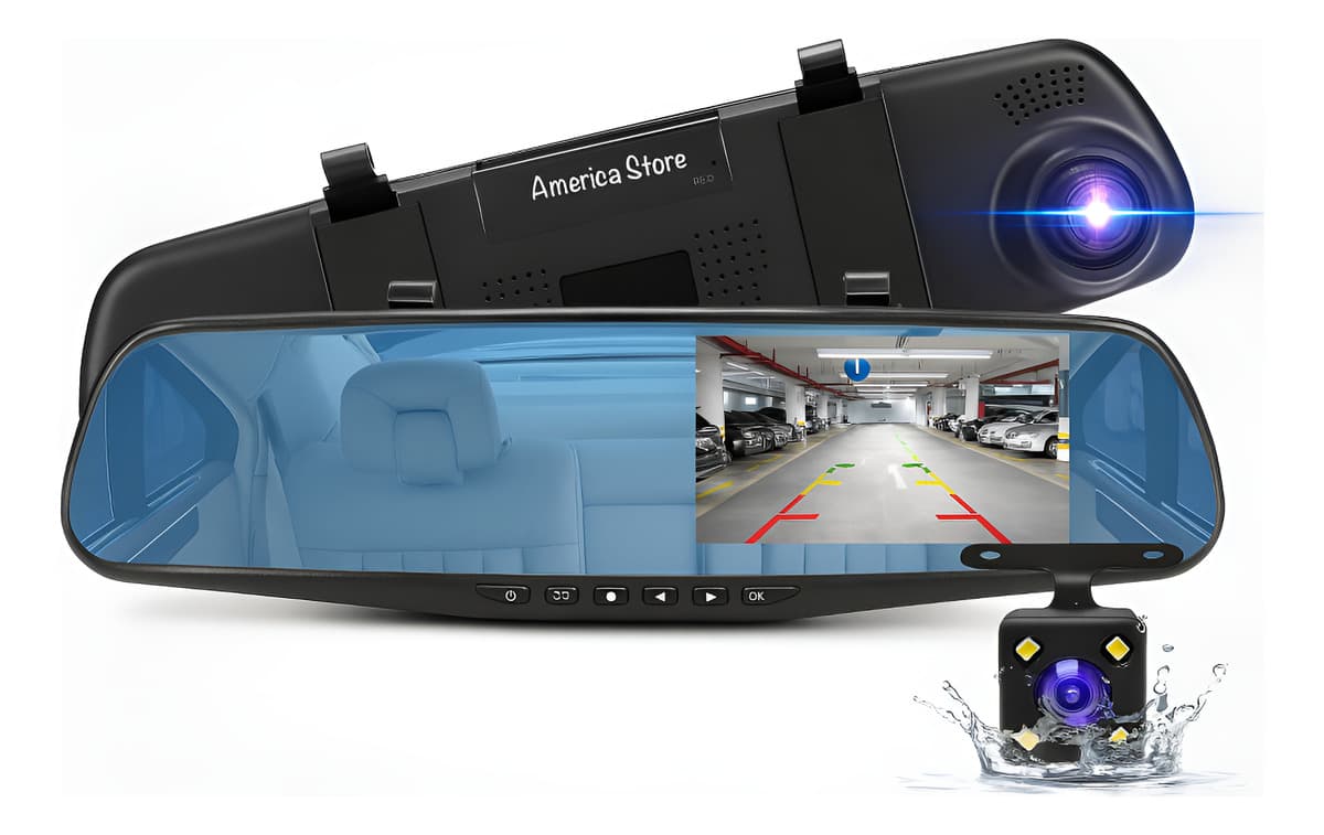 Espejo Retrovisor Doble Camara Full Hd Pantalla 4.3''