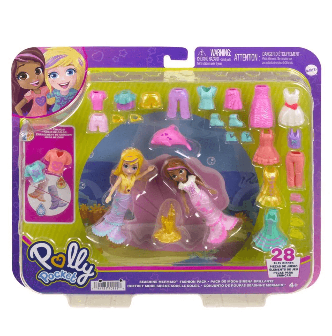 Set de Polly Pocket Pack Moda De Sirena Brillante HNF51