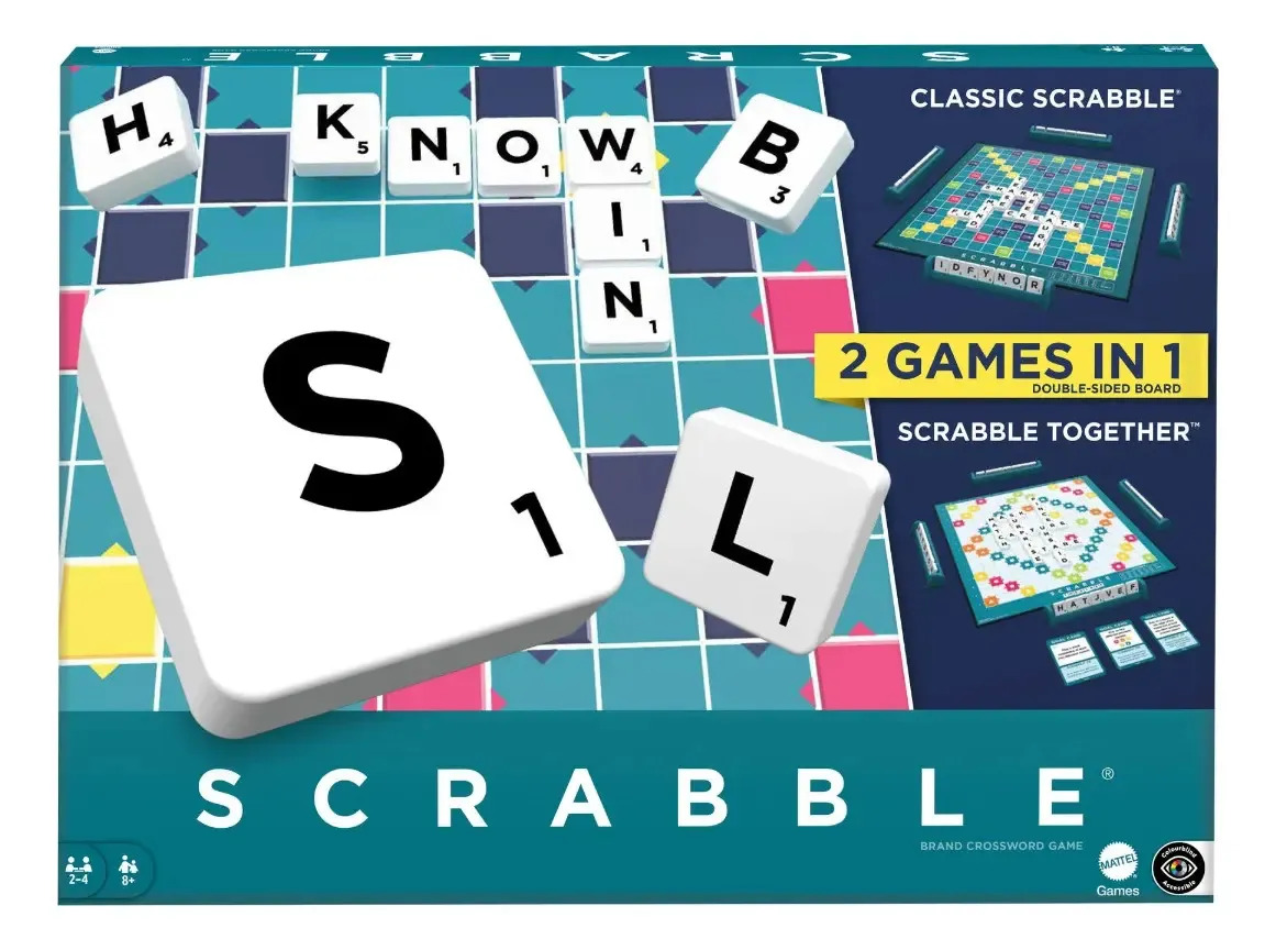 Juego de Mesa Scrabble 2 en 1 Clásico y Colaborativo Español