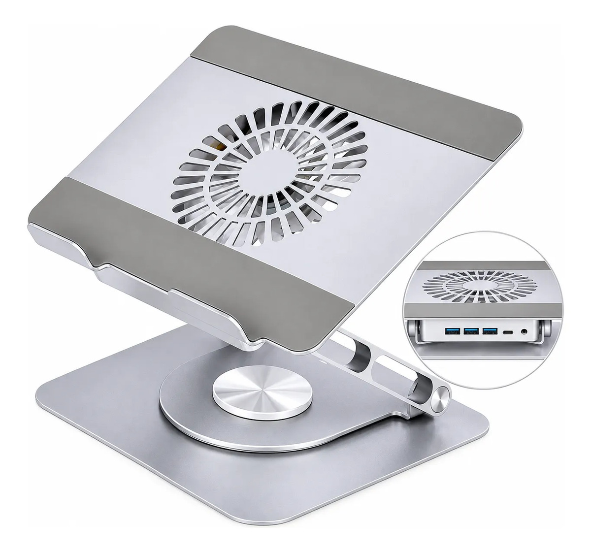 Soporte Giratorio 360° Para Laptop Con Ventilador Y Hub Usb