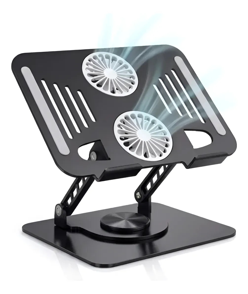 Soporte Laptop 360 Grados Con Doble  Ventilador Sin Vibración